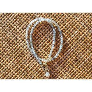 GORGEOUS Beaded Gemstone Necklace Labradorite Removable Pearl Pendant Toggle